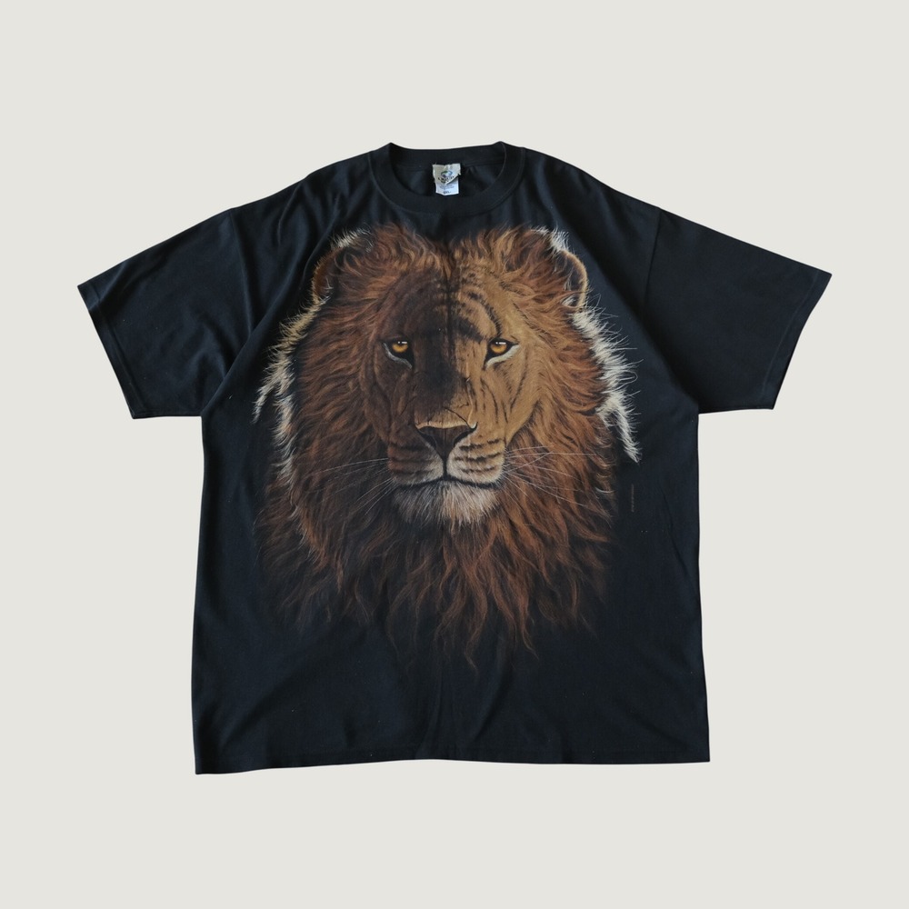 Liquid Blue T Shirt Mens Black Lion Graphic Nature Vintage 90s 2XL 1998
